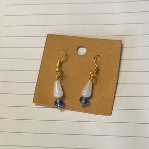 Elegant Gold and Blue Drop Earrings